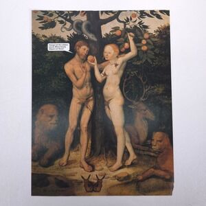 Adam and Eve Forbidden Fruit Satirical Art Print Ad Magazine Page Wall Art Promo